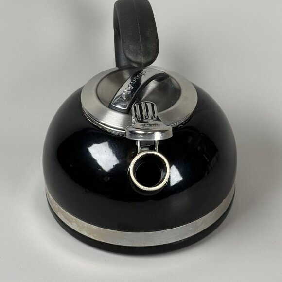 KitchenAid Black Stainless Steel Whistling Tea Kettle With Handle & Spout Cover - Picture 4 of 8